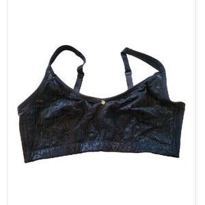 Breezies Black Jacquard Shine Unlined Wirefree Sports Bra 38DD